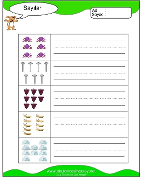 okul öncesi 1 sayısı çizgi çalışması